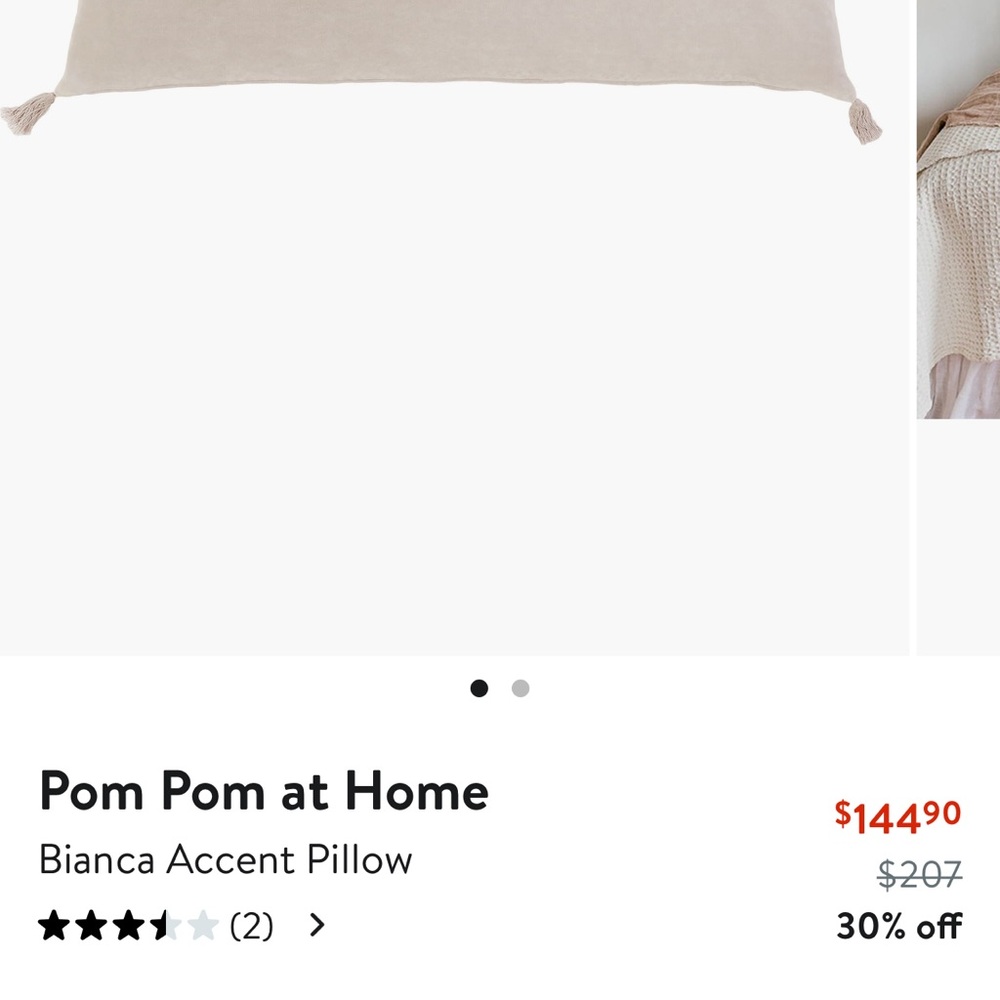 Pompon at home blush velvet lumbar pillow